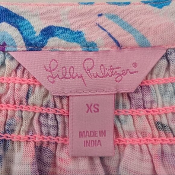 Lilly Pulitzer Essie Dress Womens Size XS Pink Colony Coral Shell Out 3/4 Sleeve - Picture 7 of 14